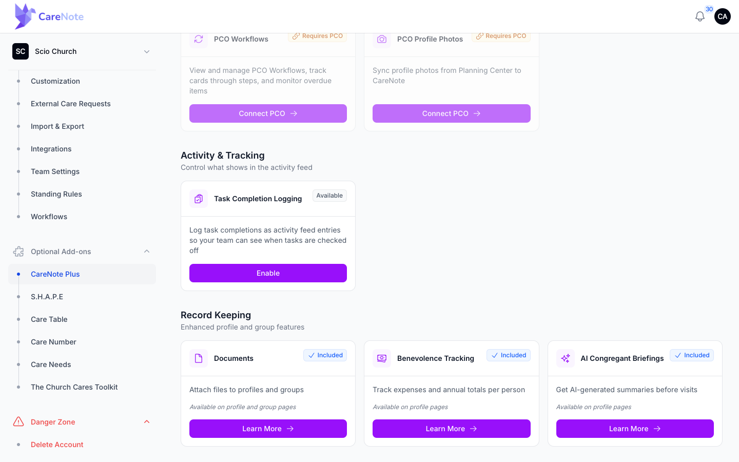 Task Completion Logging, then Documents, Benevolence Tracking and AI Congregant Briefings