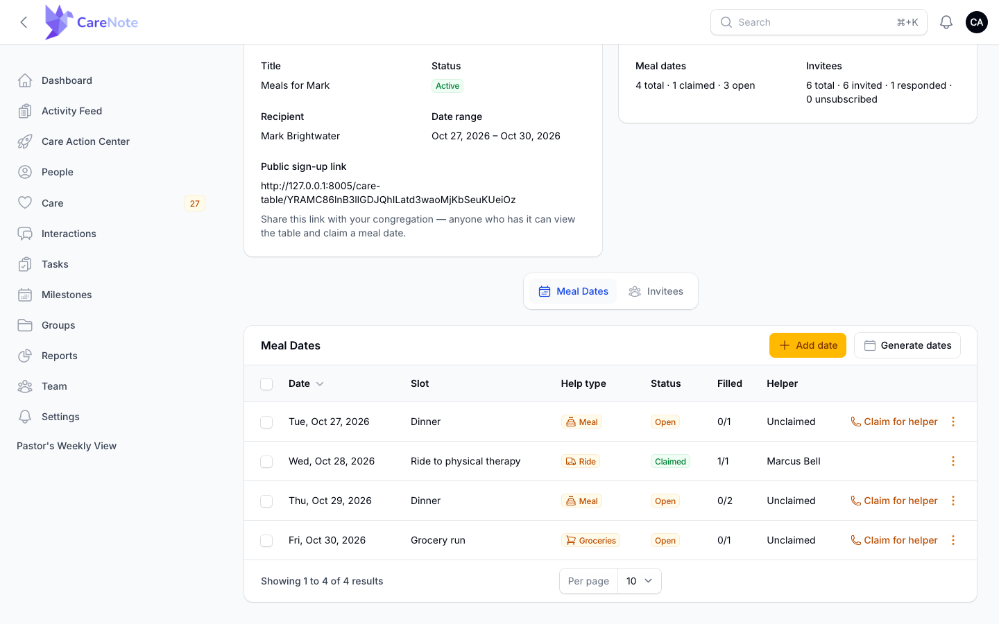 Meal Dates tab with Help type, Filled, and Helper columns