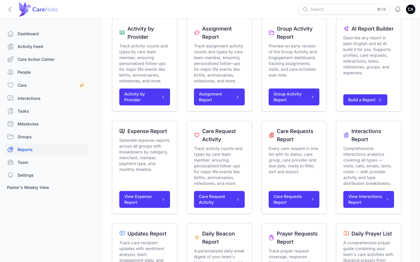 The Expense Report card on the Reports page with a View Expense Report button