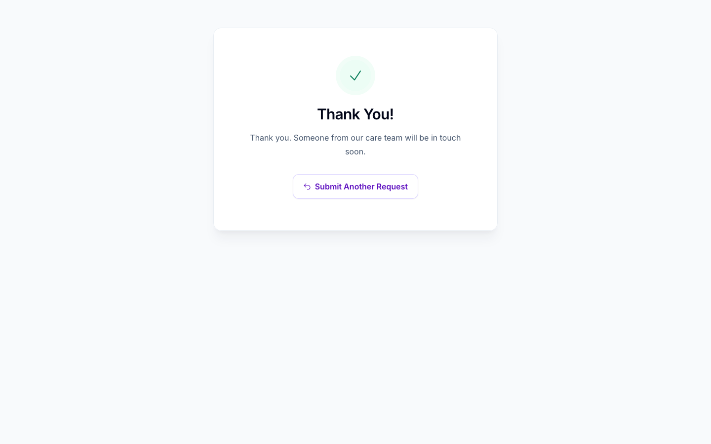 The thank-you page after a submission